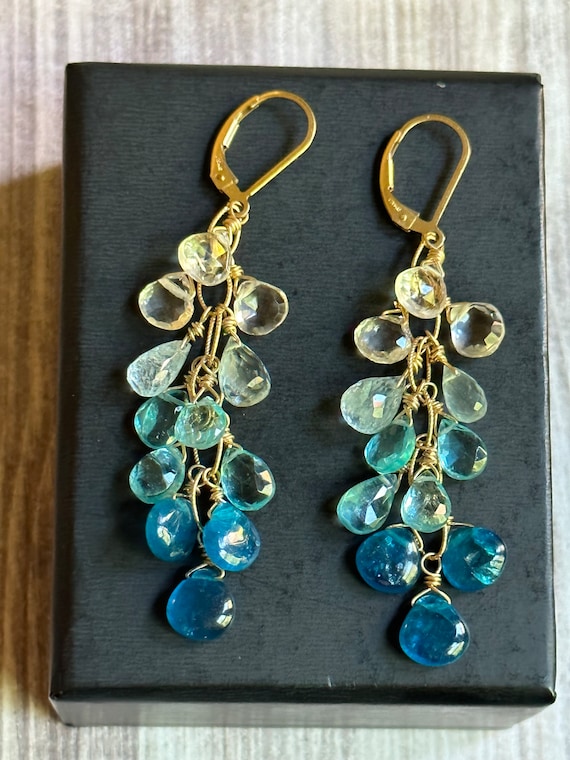 Amazonite Earrings Unique Stone Earring Gold Fill shops Earring Blue Green Earring Matrix Earring